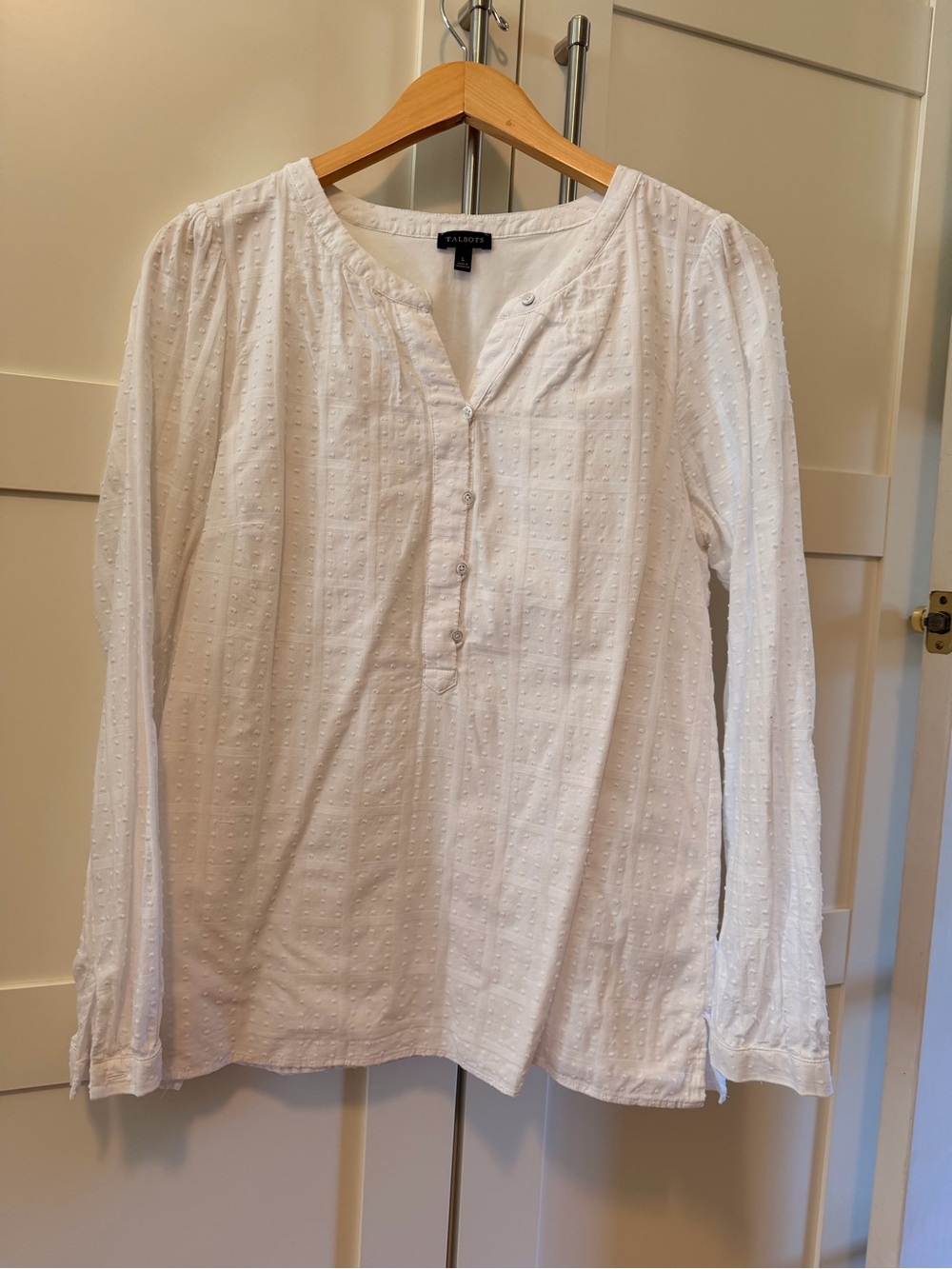 Talbots White Textured Button Front Tunic